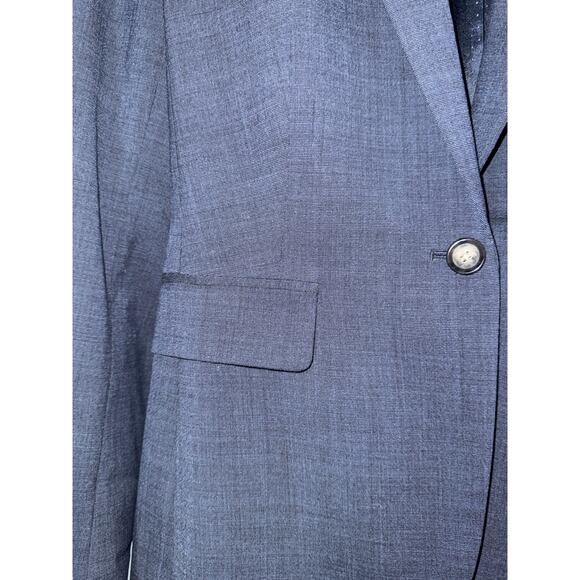 Banana Republic Fitted Wool One Button Navy Blue Blazer Womens 4P Suit Jacket - Picture 2 of 9